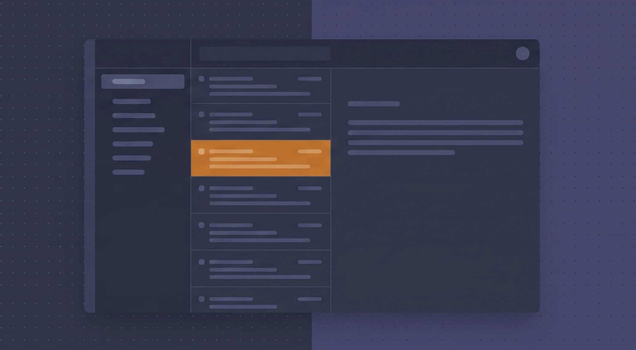 A three-pane project mail client with mailboxes, a message list, and a reading pane